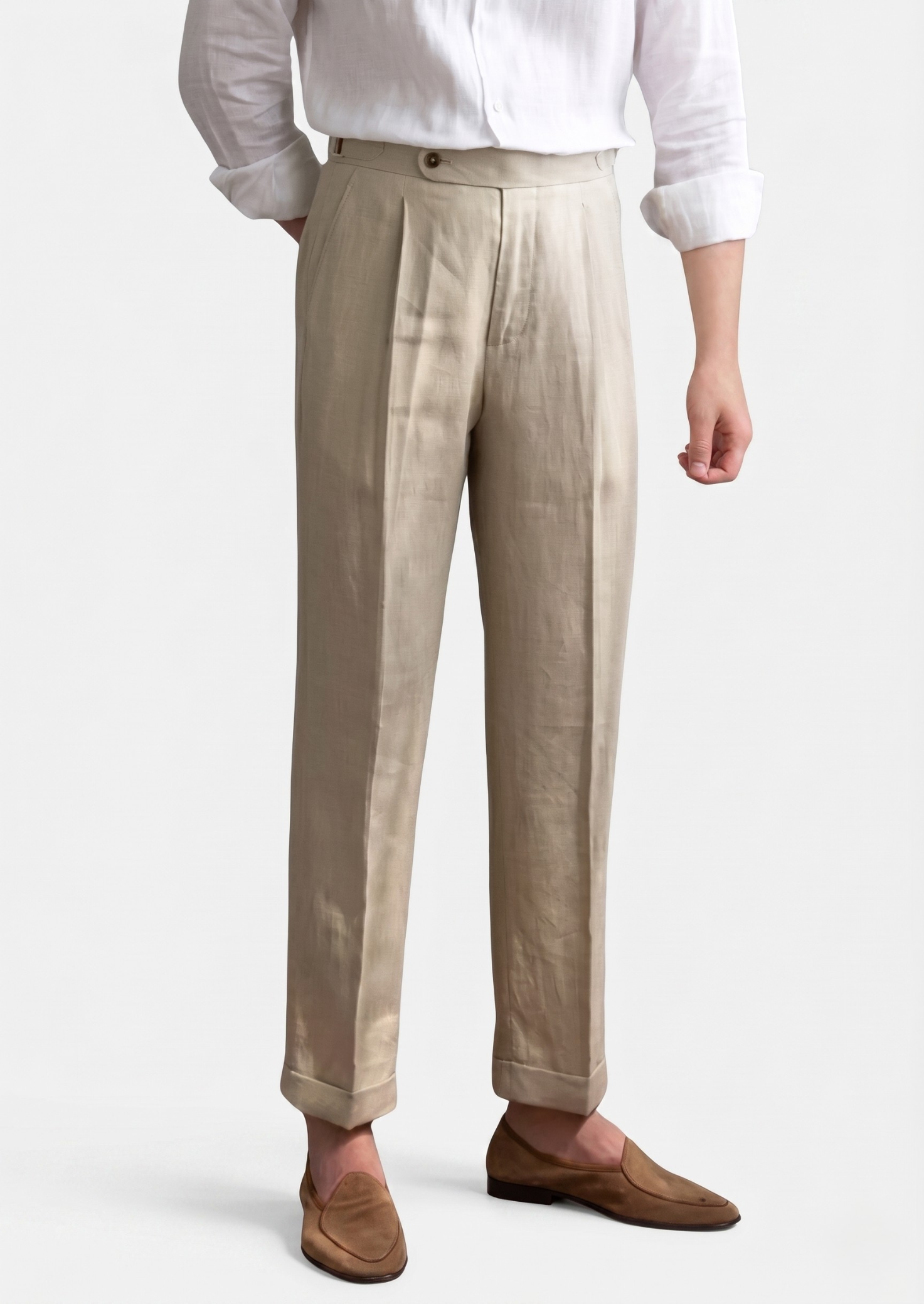 TUSCANY PLEATED COASTAL TROUSERS - Sand