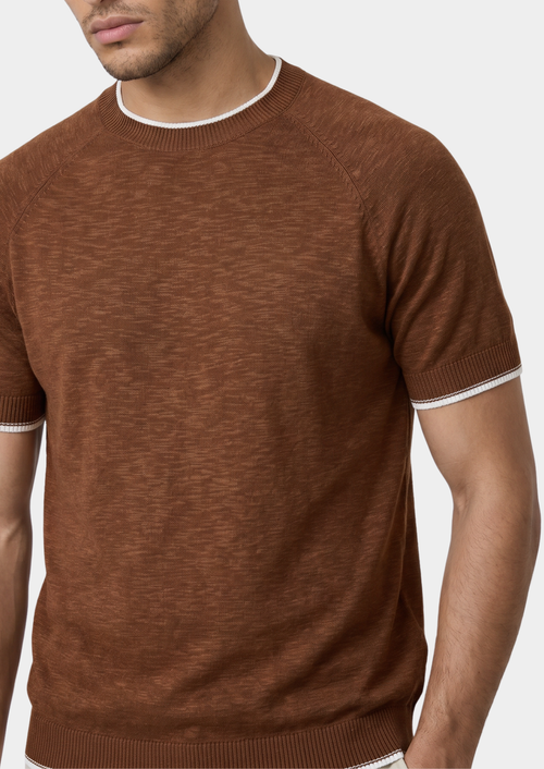 CAPRI CARAMEL LINEN CONTRAST T-SHIRT