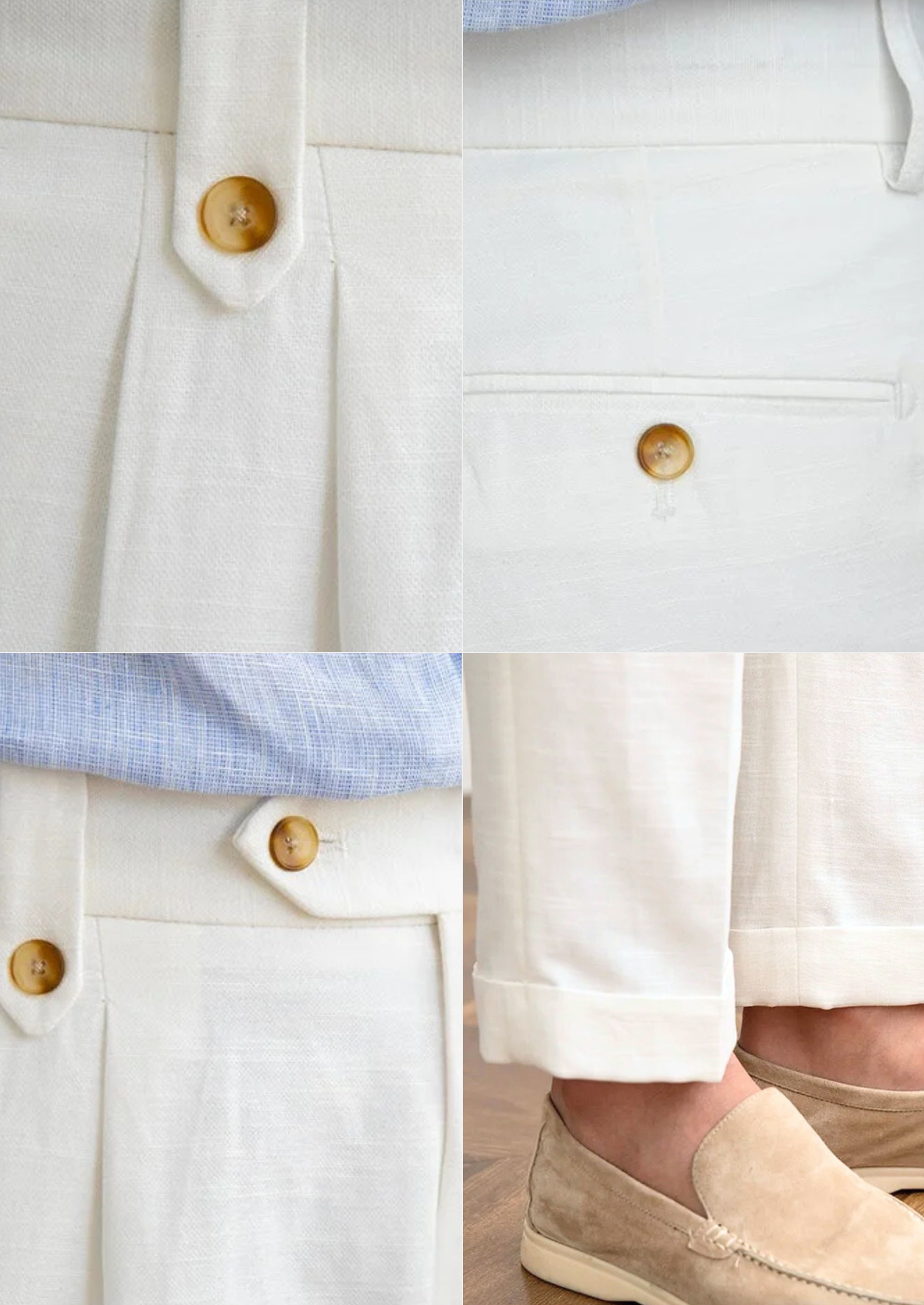 CAGLIARI PLEATED COASTAL TROUSERS - White